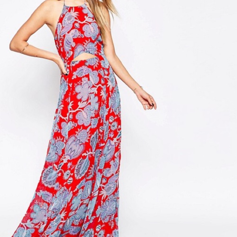 ASOS Paisley Cut Out Halter Maci Dress Sz8